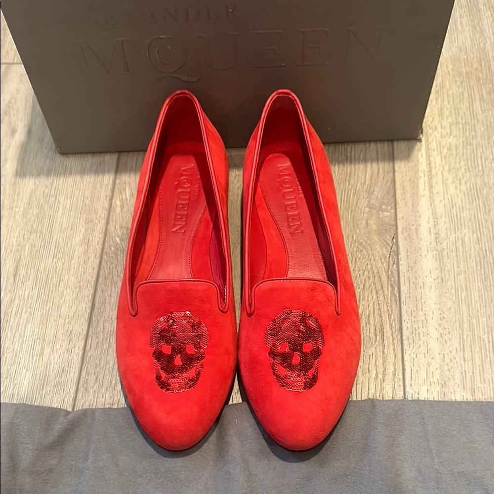 Alexander McQueen Red Skull Loafers